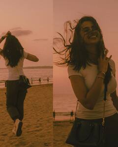 Meenakshi Chaudhary Hot Pics: సాగర తీరాన టైట్ టీషర్ట్ లో ఖిలాడి బ్యూటీ హాట్ అందాలు అదరహో..!