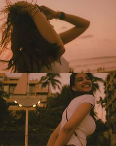 Meenakshi Chaudhary Hot Pics: సాగర తీరాన టైట్ టీషర్ట్ లో ఖిలాడి బ్యూటీ హాట్ అందాలు అదరహో..!