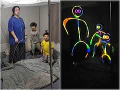 नियॉन लाइट जलाकर मां और बच्चों ने किया मस्तीभरा डांस, यूजर्स का दिल जीत रहा वीडियो