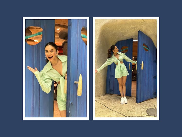 Rakul Preet Singh recently shared a series of pictures on Instagram where she can be seen in a light green co-ord set. Here are the pictures.