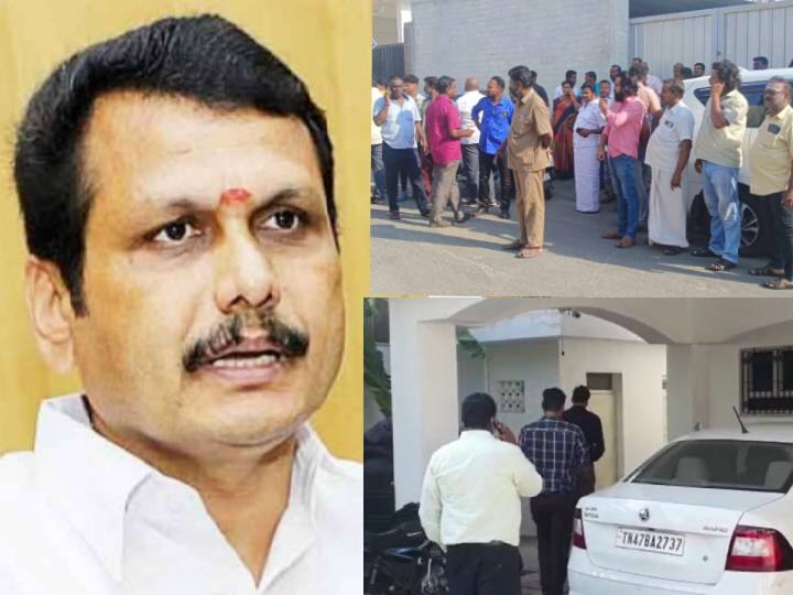 IT Raid issue dmk members came to minister senthil balaji  relevant places Minister Senthil Balaji: செந்தில்பாலாஜி தொடர்புடைய இடங்களில் ஐ.டி. ரெய்டு.. குவிந்த திமுக தொண்டர்கள்..