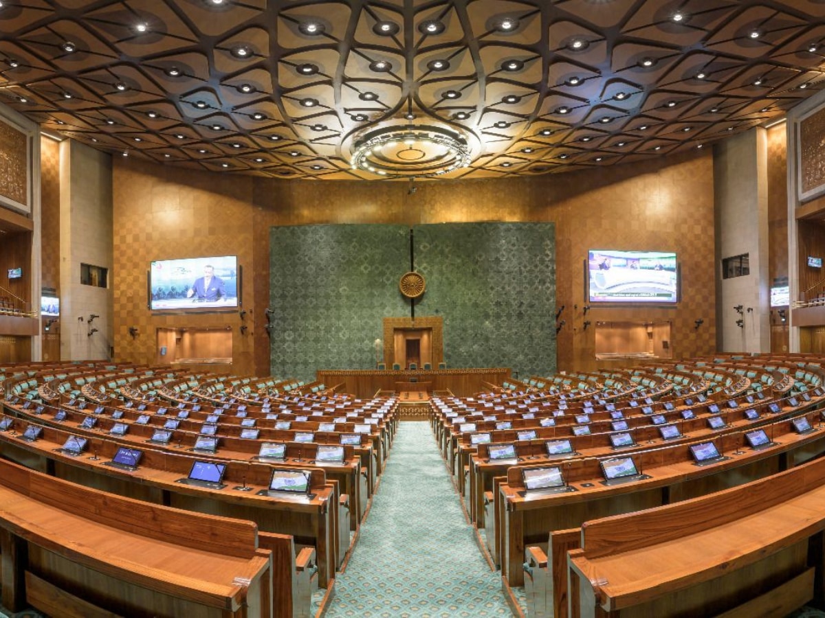 New Parliament Building Features Lok Sabha Peacock Theme Rajya Sabha