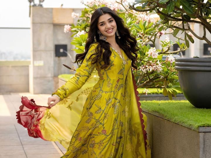 Uppena fame actor Krithi Shetty stunned all with an elegant ethnic anarkali suit. Krithi shared pictures in a yellow anarkali suit on her official Instagram handle. See