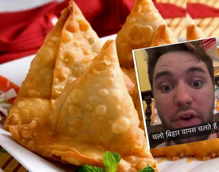 Watch Video Samosa price in US an American Hindi YouTuber loved Indian snack said- I go back to Bihar Watch: 'चलो वापस बिहार चलते हैं भाई...', अमेरिका में 500 रुपये में 2 समोसा मिलने पर बोला अंग्रेज, वीडियो वायरल