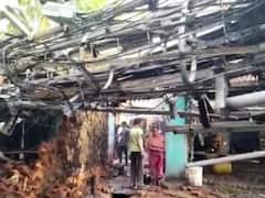 धनबाद में अचानक गिरा मोबाइल टावर, कई घर तबाह, बाल-बाल बची जान