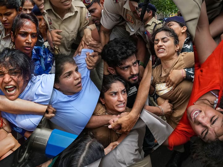 Wrestlers Protest : दिल्लीच्या जंतरमंतरवर जोरदार गोंधळ; साक्षी मलिकसह कुस्तीपटू ताब्यात