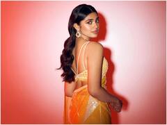 Krithi Shetty Saree Images : శారీ కట్టిన కృతి శెట్టి - బ్యాక్ లెస్ బ్లౌజ్‌లో...