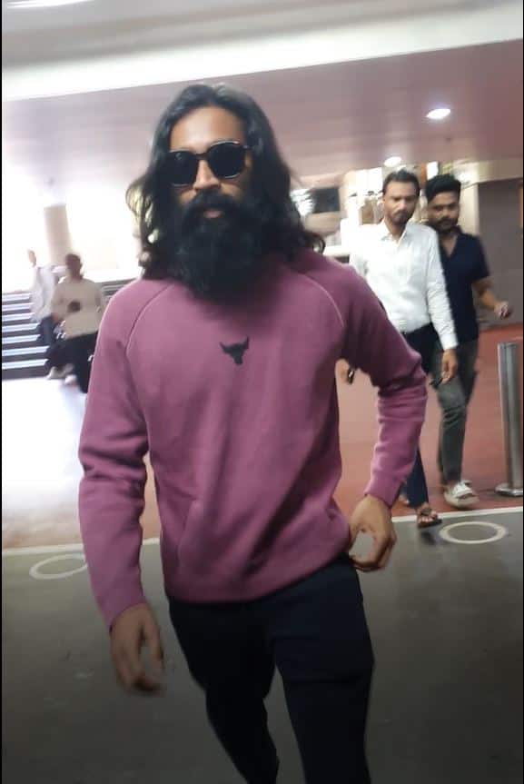 What caught everyone's attention was Dhanush's look as he was seen in long beard and hair.
