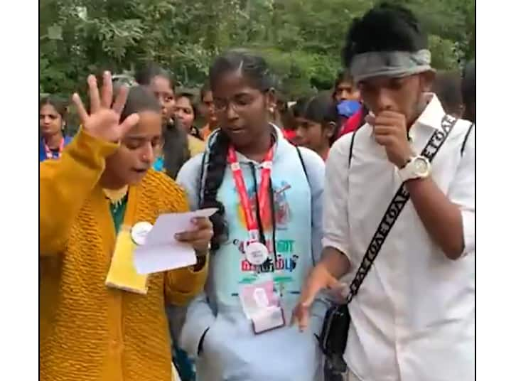 TN Govt school students singing puthiyana virumbu Poem rap புதியன விரும்பிய அரசுப் பள்ளி மாணவர்கள்: கவிதை ராப் பாடி அசத்தல் 