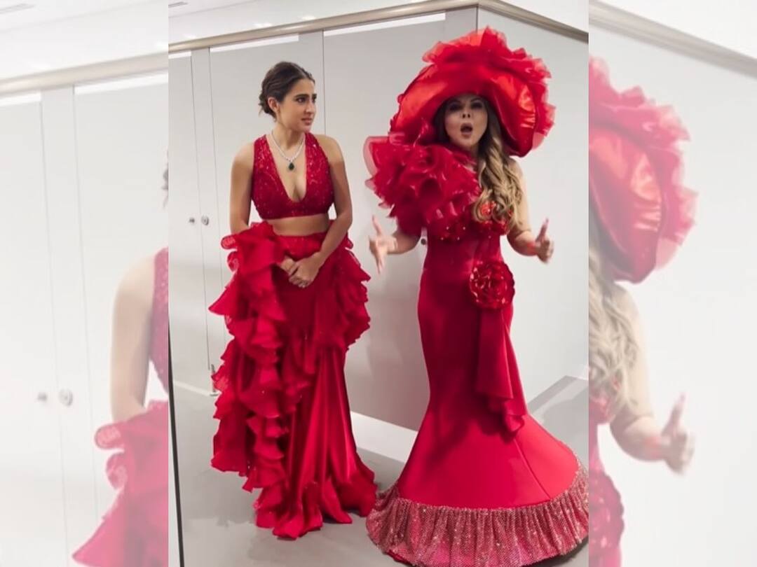 IIFA Awards 2023: Rakhi Sawant And Sara Ali Khan Wear Red Dress, Former Says 'I'm Looking Better' IIFA 2023: 'আইফা'য় লাল পোশাকে সারা ও রাখী, 'আমাকে বেশি সুন্দর দেখাচ্ছে', দাবি কার?