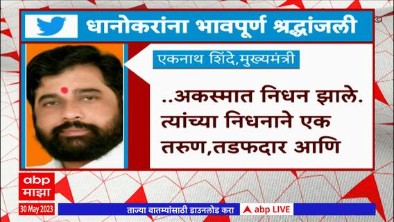 CM Eknath Shinde Tweet : एकनाथ शिंदे यांच्याकडून खासदार बाळू धानोरकरांना ट्वीट करत श्रद्धांजली