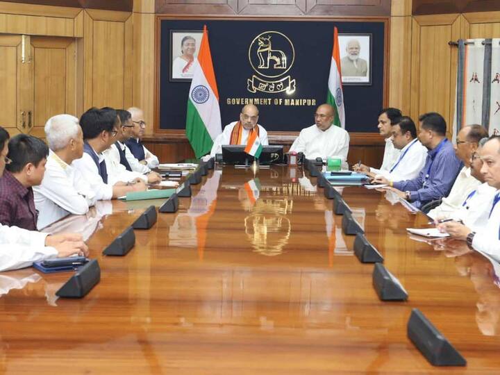 Union Home Minister Amit Shah also chaired a high-level meeting with Chief Minister N Biren Singh along with ministers of the state, senior leaders and officials in the state capital Imphal to assess the situation and plan further steps to restore normalcy in the region. (Source: PTI)