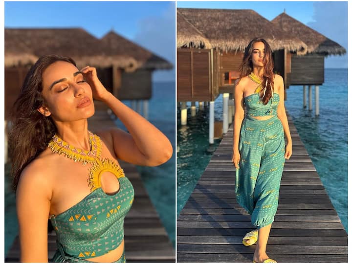 Popular television actress Surbhi Jyoti is enjoying an exotic vacation in Maldives. The diva has been sharing some stunning pictures, leaving her fans mesmerised.
