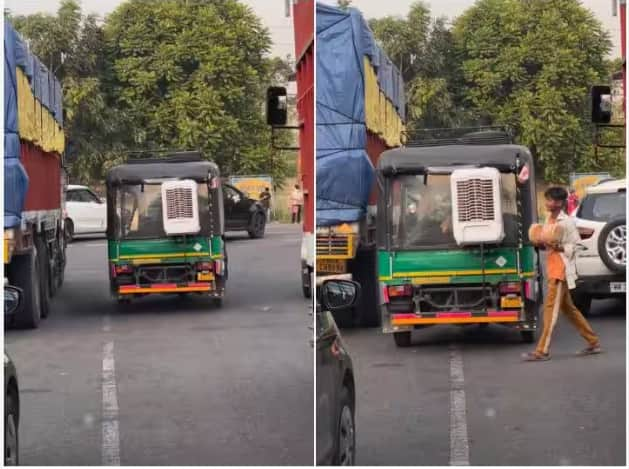 cooler was fitted on auto to beat the heat jugaad video goes viral Viral Video: ਆਟੋ 'ਚ AC ਨਹੀਂ ਲਾ ਸਕਿਆ ਤਾਂ ਲੱਗਾ ਦਿੱਤਾ ਕੂਲਰ ... ਅਜਿਹਾ ਜੁਗਾੜ ਤੁਸੀਂ ਸ਼ਾਇਦ ਹੀ ਕਦੇ ਵੇਖਿਆ ਹੋਵੇਗਾ!