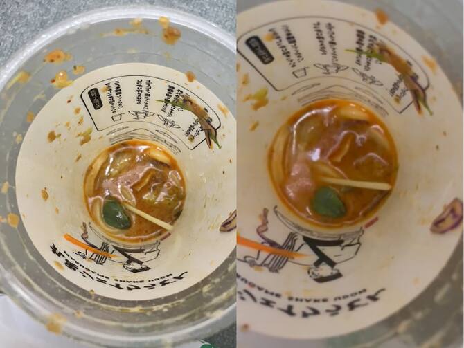 Japanese Man Found Live Frog In Noodles Cup Of Popular Restaurant Video  Viral On Social Media | मजे लेकर नूडल्स खा रहा था शख्स, पूरा खाने के बाद  उसमें दिखाई दिया जिंदा