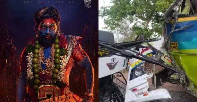 Allu Arjun and Rashmika Mandanna's Pushpa 2 team met with a road accident, many injured Allu Arjun અને Rashmika Mandannaની Pushpa 2ની ટીમને નડ્યો અકસ્માત, અનેક લોકોને ઇજા