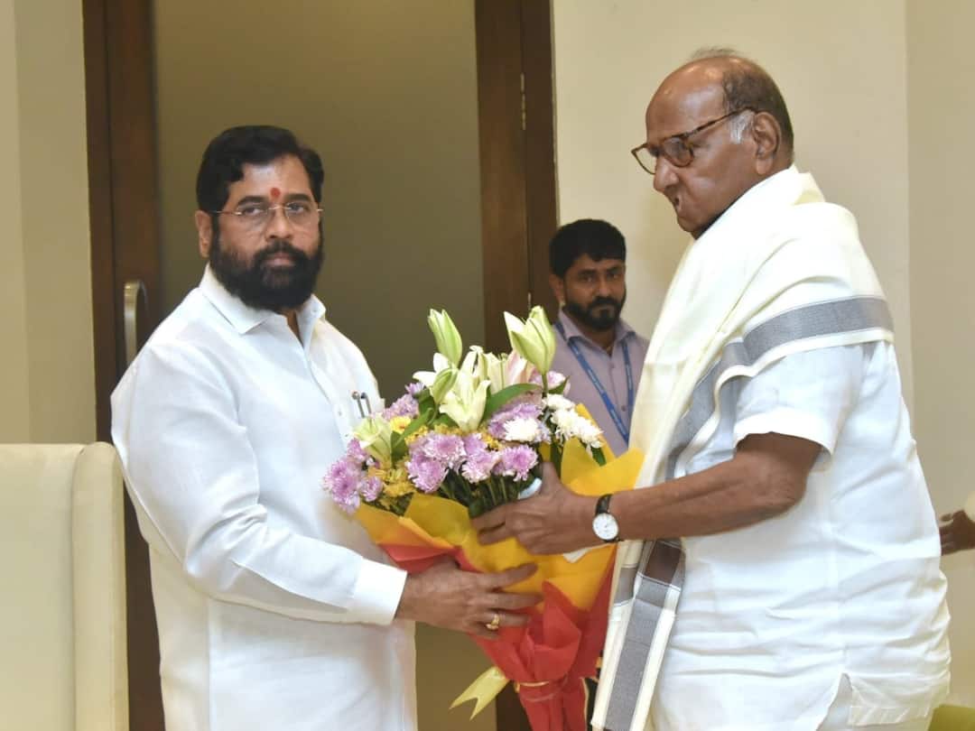 NCP Chief Sharad Pawar Meets Maharashtra CM Eknath Shinde In Mumbai NCP Chief Sharad Pawar Meets Maharashtra CM Eknath Shinde In Mumbai