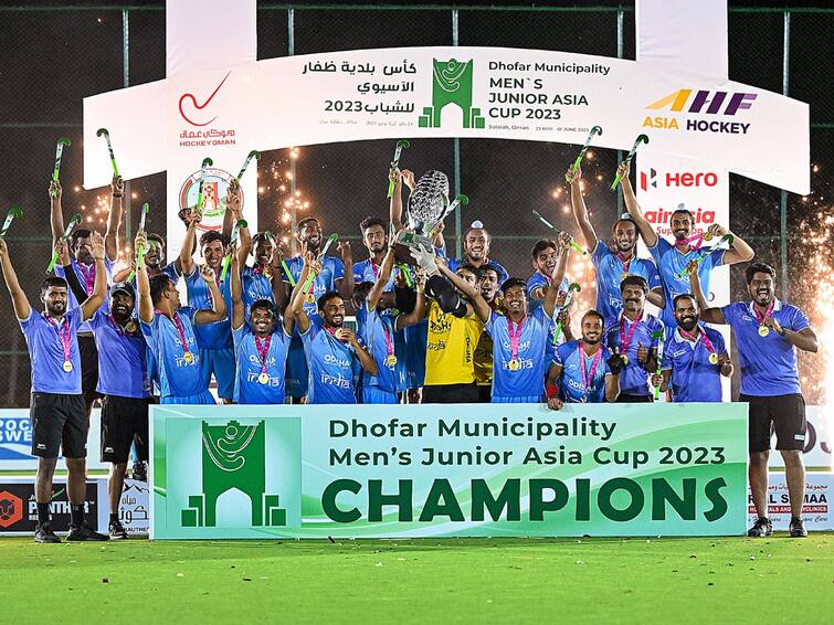 junior mens asia cup hockey india emerge champions beat pakistan in final 2023 hockey news Junior Hockey Asia Cup : पाकिस्तानचा पराभव करत भारतानं रचला इतिहास, टीम इंडिया विश्वकपसाठी पात्र