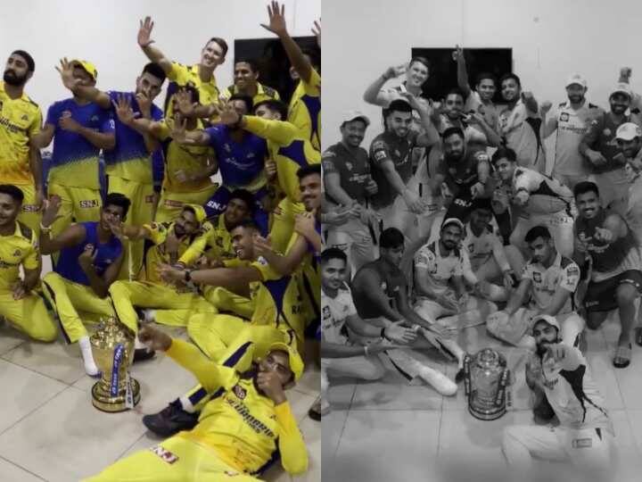 Watch Ravindra Jadeja And Other CSK Player recreate viral Instagram reel Video after Winning IPL Final 2023 Watch: चेन्नई के खिलाड़ियों ने वायरल ट्रेडिंग पोस्ट स्टाइल में मनाया ट्रॉफी के साथ जश्न, जडेजा ने जीता सभी का दिल
