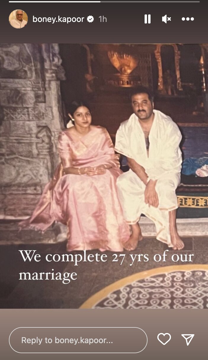 Boney Kapoor Remembers Late Wife Sridevi On Their 27th Wedding Anniversary