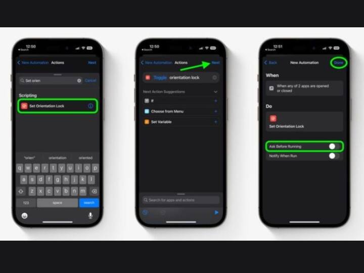 अगर आप चाहते हैं कि यूट्यूब ऑन करते ही स्क्रीन रोटेशन अपने आप ऑन और बंद करते ही ऑफ हो जाएं तो इसके लिए भी न्यू ऑटोमेशन में आएं और ऐप में जाकर यूट्यूब को चुन लें. फिर ऐप में टैप कर ओपन एंड क्लोज के ऑप्शन को सेल्क्ट करें और एक्शन में आकर ओरिएंटेशन को टॉगल पर रखें और इसे सेव कर दें. ऐसा करते ही ये सेटिंग भी अप्लाई हो जाएगी.