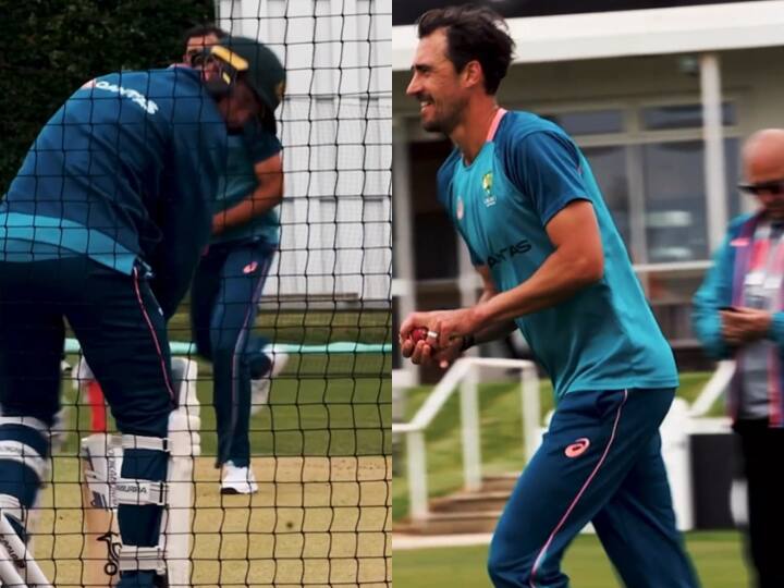 WTC Final 2023 Australian Mitchell Starc bowled his teammate Marnus Labuschagne in net practice before IND vs AUS Watch video WTC Final से पहले नेट्स में दिखा मिचेल स्टार्क की तेज़ी का कहर, मार्नस लाबुशेन के उखाड़े डंडे, वीडियो वायरल