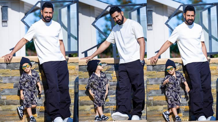 Dashing style of Punjabi Singer Gippy Grewal With son Gurbaaz Grewal See Picture Gippy Grewal: ਗਿੱਪੀ ਗਰੇਵਾਲ ਦਾ ਪੁੱਤਰ ਗੁਰਬਾਜ਼ ਨਾਲ ਡੈਸ਼ਿੰਗ ਅੰਦਾਜ਼ ਮੋਹ ਲਵੇਗਾ ਦਿਲ, ਦੇਖੋ ਕਿਲਰ Look