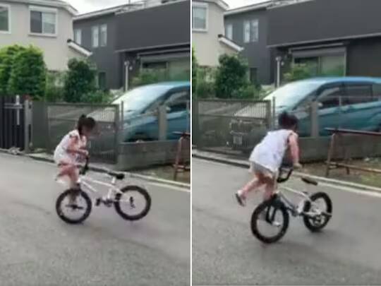 viral young girl stunt on cycle viral video Viral Video: ਇੱਕ ਛੋਟੀ ਬੱਚੀ ਨੇ ਸਾਈਕਲ ਨਾਲ ਦਿਖਾਏ ਕਮਾਲ ਦੇ ਕਰਤੱਬ, ਇਹ ਦੇਖ ਕੇ ਤੁਹਾਨੂੰ ਸਰਕਸ ਯਾਦ ਆ ਜਾਵੇਗਾ
