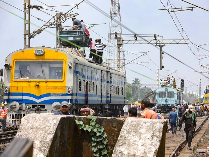 A visual of the site where three trains collided on Friday. The preliminary investigation into the matter has culminated and soon the commissioner of railway safety (CRS) will submit his report which would state the root cause of this accident. (Image Source: Twitter/@dpradhanbjp)