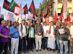 மத்திய இரயில்வே அமைச்சர் அஷ்வினி வைஷ்ணவ் பதவிவிலக கோரி, கோவையில் பல்வேறு அமைப்பினர் போராட்டம்