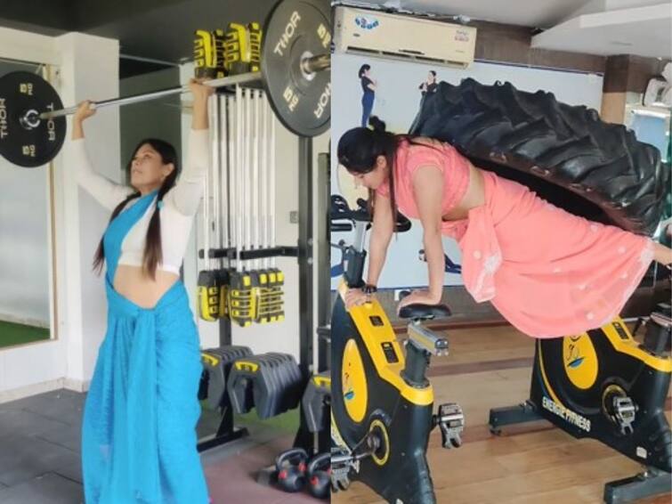 Viral Video Fitness Coach Reena Singh Power Workout In Saree Video Goes Viral- Watch Workouts In Saree: చీరలో కసరత్తులు, పవర్ వర్కవుట్ చేస్తూ వావ్ అనిపిస్తున్న ఫిట్ నెస్ కోచ్