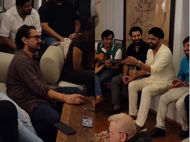 Kapil Sharma sing ghazal at Aamir Khan house Archana Puran Singh shared the video watch here Watch: कपिल शर्मा ने Aamir Khan के घर पर गजल गाकर बांधा समा, कॉमेडियन के सुरों पर झूमते नजर आए एक्टर