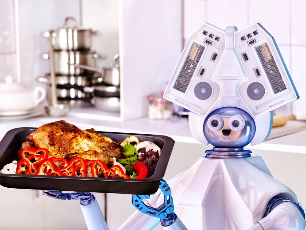 Robot Chef : रोबो शेफ स्वयंपाकाचे व्हिडीओ पाहून बनतोय रुचकर जेवण Robotic Chef Made Meal By Seeing The Recipe Video News In Marathi Robot Chef : रोबो शेफ स्वयंपाकाचे व्हिडीओ पाहून बनतोय रुचकर जेवण