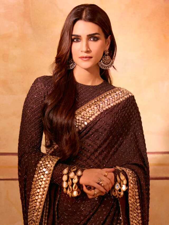 Kriti Sanon Stuns In A Black Saree For Adipurush Event