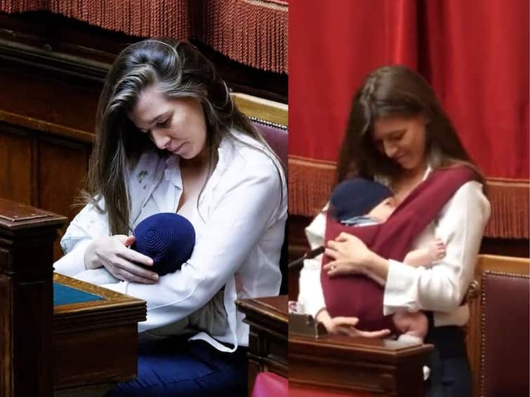 Italian lawmaker gilda sportiello creates history becomes first mp to breastfeed baby in parliament watch video Watch Video: పార్లమెంట్‌లోనే బిడ్డకు పాలిచ్చిన మహిళా ఎంపీ, చప్పట్లతో మారుమోగిన ప్రాంగణం