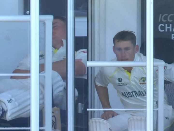 WTC Final 2023 Marnus Labuschagne was sleeping And interrupted by Mohammed Siraj during the India vs Australia Watch: डगआउट में सो रहे थे मार्नश लाबुशेन, सिराज की गेंद से टूट गई नींद, वीडियो वायरल