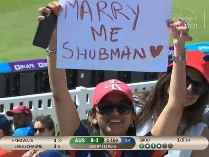 WTC Final: Fan proposes Shubman Gill for marriage during live match, see viral photo