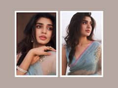 Krithi Shetty Looks Adorable In An Ice Blue Saree. See Pics