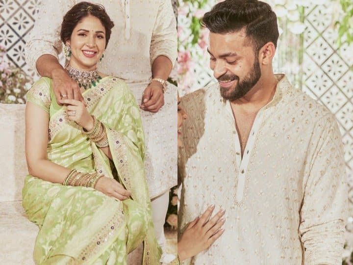 लावण्या ने साड़ी के साथ लूज बन हेयरस्टाइल चुना है और अपने बन को सफेद मोगरे के गजरे से सजाया है. वहीं वरुण एक ऑफ व्हाइट कुर्ता पायजामा में नजर आ रहे हैं.