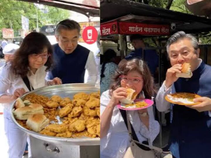 Watch Video Spicy is a little too much Video of Japanese ambassador eating vada pav goes viral Watch Video: 