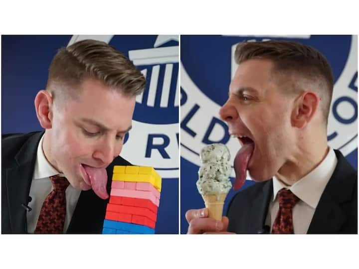 निक त्याच्या लांब जिभेने पेंटिंगही करतो. याचे अनेक व्हिडीओ सोशल मीडियावर व्हायरल झाले आहेत.