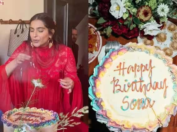 Sonam Kapoor Birthday Pics:  सोन कपूरच्या 38 व्या वाढदिवसानिमित्त तिच्या घरी ग्रँड पार्टीचं आयोजन करण्यात आलं. यादरम्यान सोनम कपूरने आपला पती, मुलगा आणि मित्रांसमवेत बड्डेचा आनंद साजरा केला.