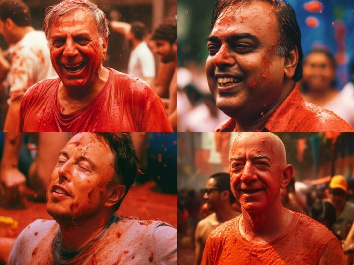 Billionaires in La Tomatina: रतन टाटा मुकेश अंबानी से लेकर एलन मस्क तक, टमाटर की 'होली' खेलते हुए तस्वीरें वायरल! AI ने किया जनरेट