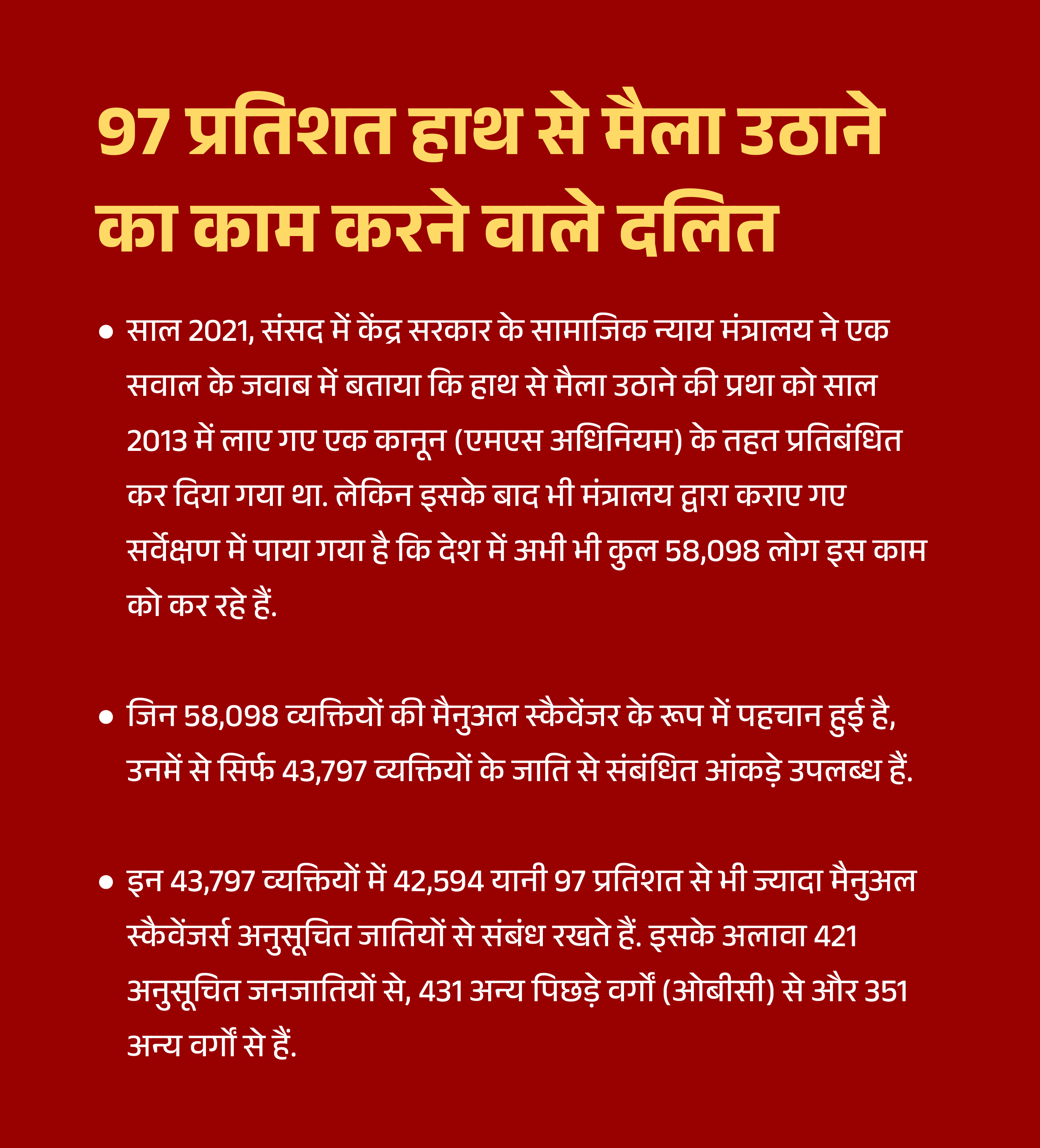 देश के 156 जिले में हाथ से मैला उठाने की मजबूरी, अपराध होने के बाद भी लोग क्यों कर रहे ये मजदूरी?