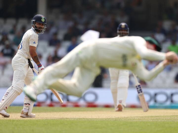 IND vs AUS Final Virat Kohli out on 49 runs steve smith catch Scott Boland World Test Championship Final 2023 IND vs AUS Final: विराट कोहली के फैंस का टूटा दिल, बोलैंड की गेंद पर स्मिथ ने पकड़ा शानदार कैच