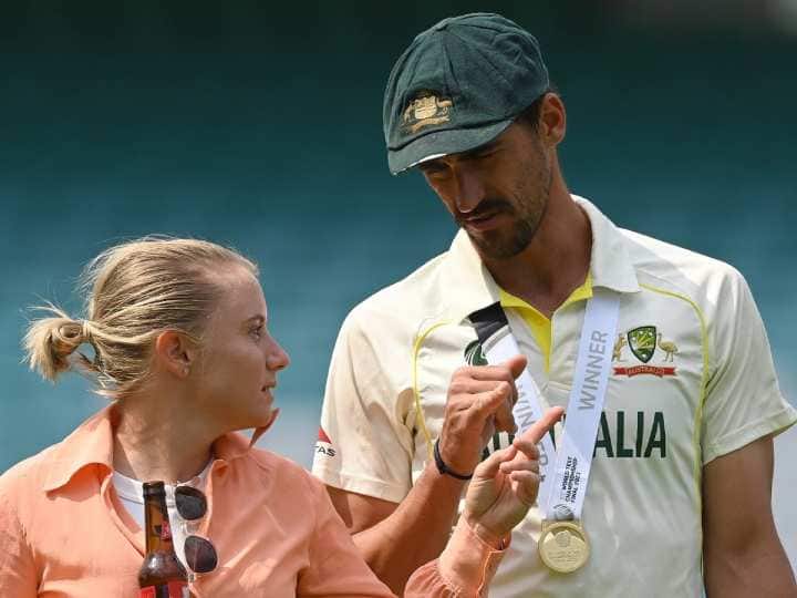 Starc was seen celebrating on the field with wife Alyssa after winning the final match, see photo