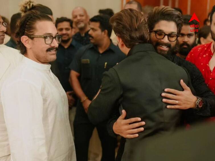 Hrithik Roshan, Allu Arjun and Aamir Khan share sweet moment at Madhu Mantena Ira Trivedi wedding Bollywood Update: মধু মন্তেনা-ইরা ত্রিবেদীর বিয়েতে চাঁদের হাট, এক ফ্রেমে হৃত্বিক-অল্লু অর্জুন-আমির
