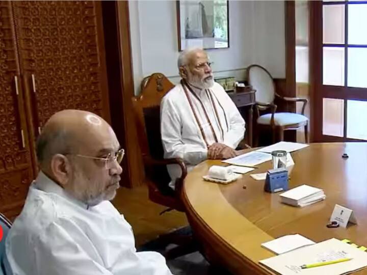 Prime Minister Narendra Modi on Monday chaired a meeting to review the preparations to tackle the impact of Cyclone Biparjoy. The very severe cyclonic storm 'Biporjoy' intensified into an extremely severe cyclonic storm on Sunday. (Source: ANI)