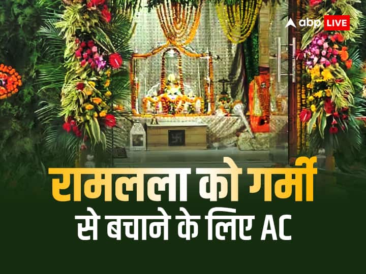 Ayodhya Weather AC installed for Ramlala in hot season mandir decorated with flowers ANN Ayodhya: भीषम गर्मी के बीच अयोध्या में रामलला के लिए AC, पहनाए गए सूती वस्त्र, फूलों से सजा मंदिर