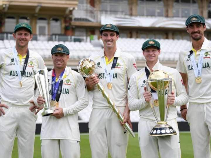 Smith, Warner, Cummins, Starc, Hazelwood become the only players to win all three ICC trophies WTC Final 2023: वर्ल्ड क्रिकेट में इन 5 खिलाड़ियों ने जीती सभी आईसीसी ट्रॉफी, देखें पूरी लिस्ट